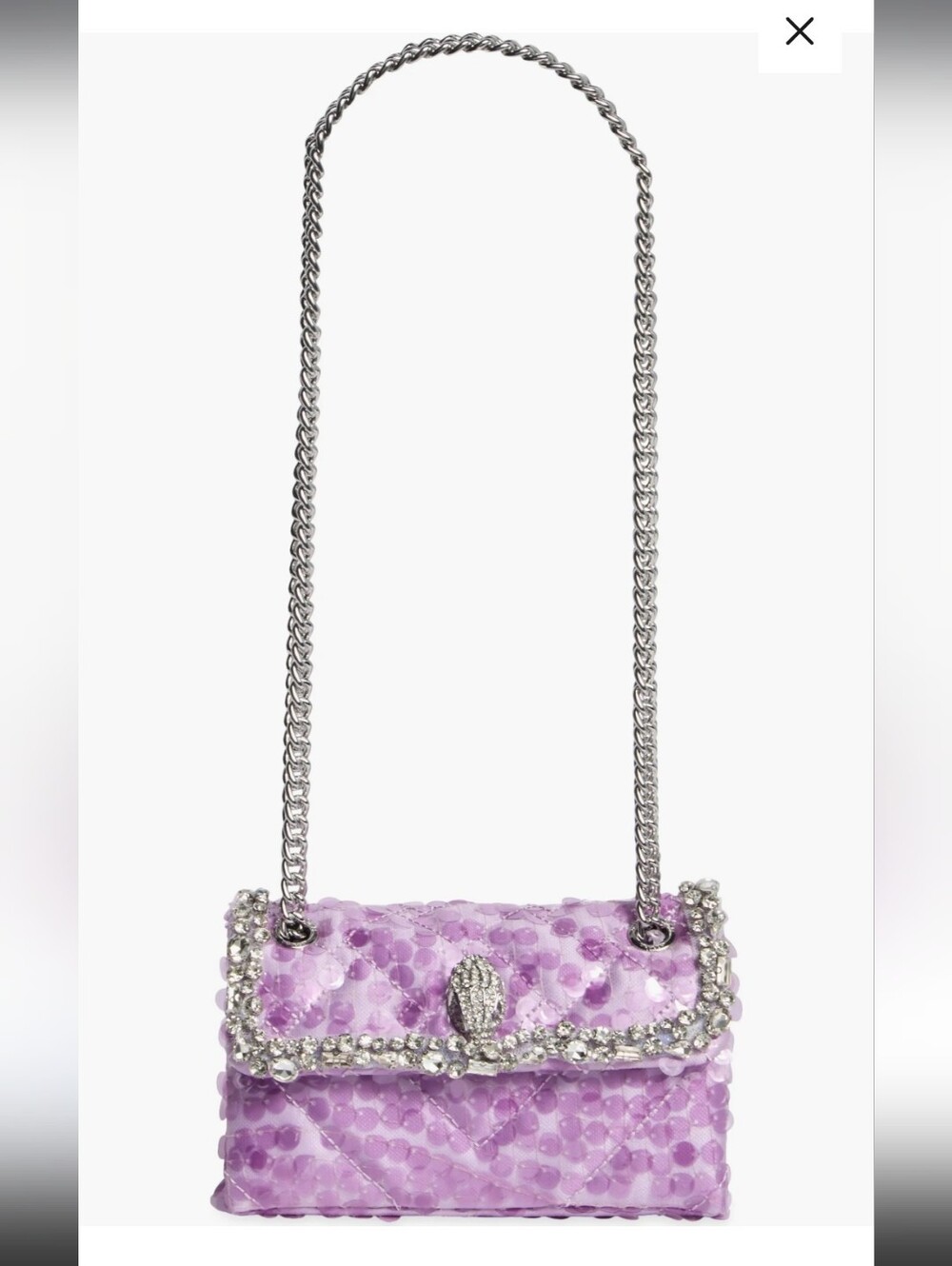 Kurt Geiger Lavender Crystal-Trim Shoulder Bag with Silver Chain